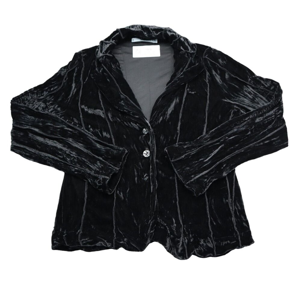 Passion Concept Jacket Womens M Black Pinstriped Long Sleeve Collared Blazer